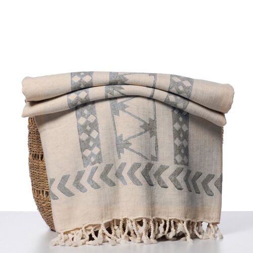 Throw Dicle %70 Cotton %30 Linen 150 X 220 CM Natural-Beige