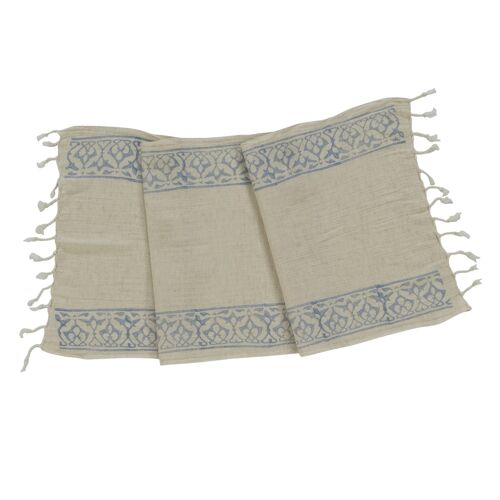 Peshkir Ayana %70 Cotton %30 Linen 45 X 90 cm Natural - Blue