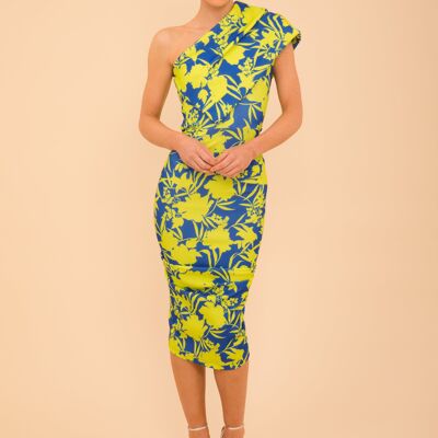 POTASSIUM Crepe Dress - Cobalt & Lime Print