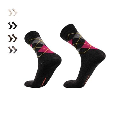 Chaussettes Argyle I City I Alpaga, Bambou & Mérinos pour Homme & Femme - Anthracite | ANDINA EN PLEIN AIR