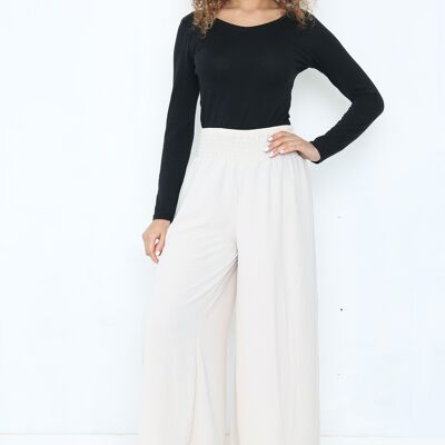 Lightweight wide leg torusers with elasticated waistband