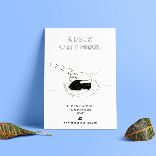 Pin's - À deux c'est mieux - Chats blanc et noir