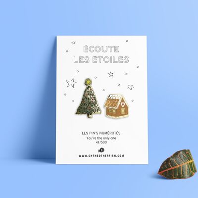 Pin's - Listen to the stars - Christmas tree and gingerbread house