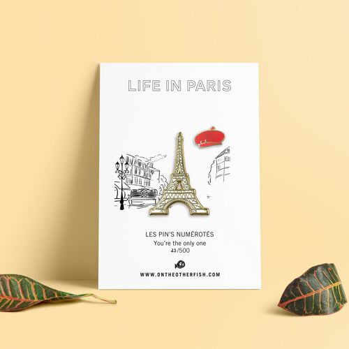 Pin's - Life in Paris - Tour Eiffel et beret rouge