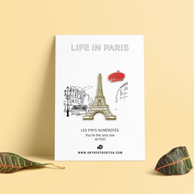 Pin's - Leben in Paris - Eiffelturm und rote Baskenmütze