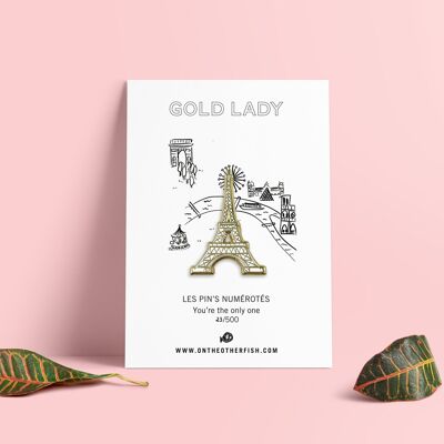 Pin's - Gold Lady - Eiffel Tower