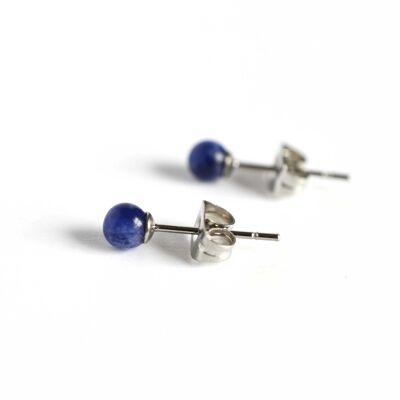 4mm Sodalite Gemstone Stud Earrings