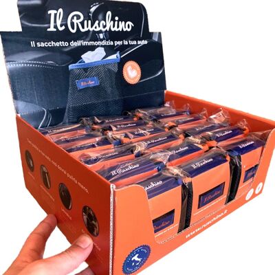 Il Ruschino, der Abfalleimer für Autos - Blau und Orange