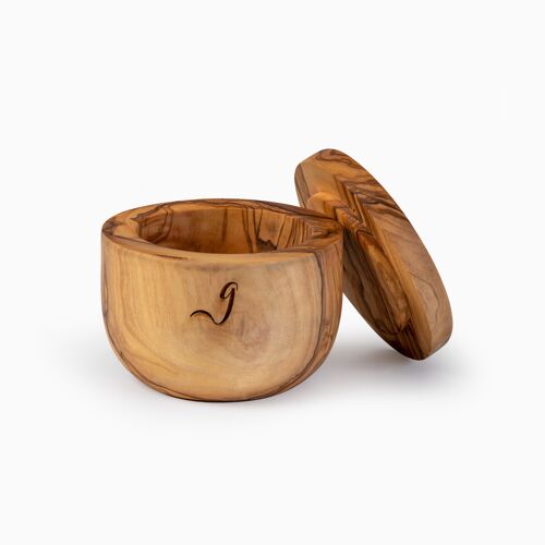Handmade olive wood shaving bowl with lid