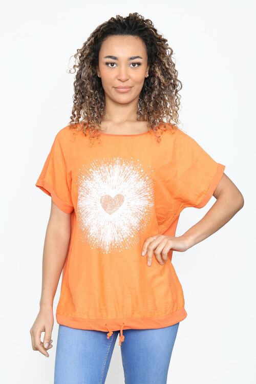 Heart design t-shirt with drawstring