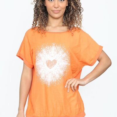 Heart design t-shirt with drawstring