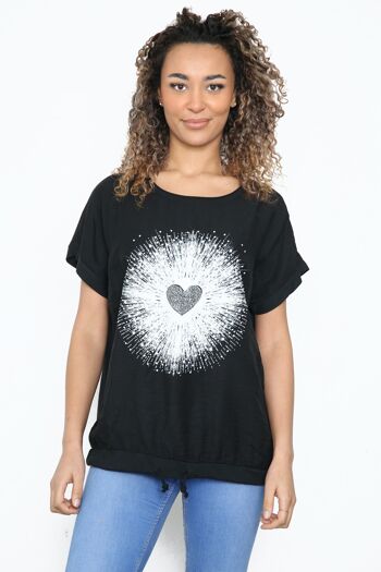 T-shirt à motif cœur avec cordon de serrage 6