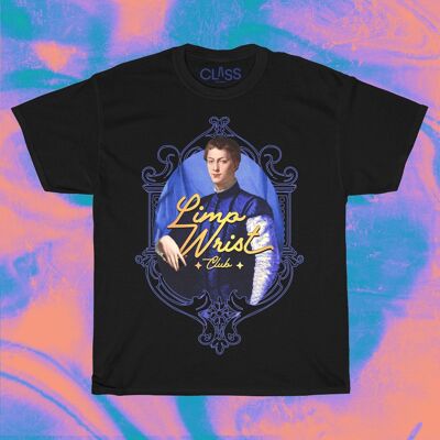 Camiseta LIMP WRIST - Camiseta gráfica unisex en blanco y negro, Realeza queer, Historia del arte gay, Ropa del orgullo Lgbtq, Ropa alternativa