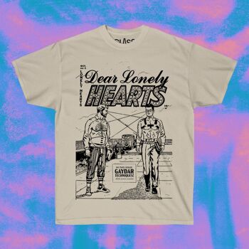 T-shirt LONELY HEARTS - T-shirt graphique avec rétro Gay Comic Art, Camp Vintage Pride Apparel, Pulp Smut Lgbtq Superheros, Unique Queer Clothing, 3