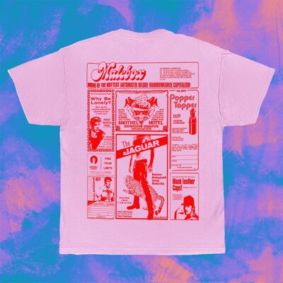 T-shirt MALEBOX - T-shirt unisexe graphique avec des publicités gay de style années 70, Retro Camp Vintage Pride, Pulp Smut Queer Aesthetic, Not so Subtle LGBTQ Clothing