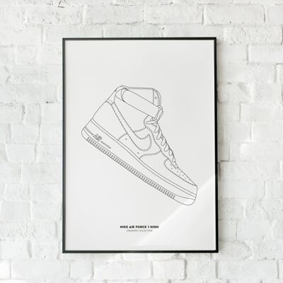 Poster Sneakers - Nike Air force 1 high - Paper A4 / A3 / 40x60