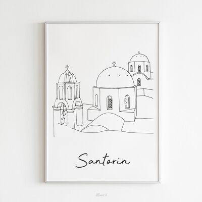 Santorini-Poster – A4/A3-Papier/40 x 60 cm