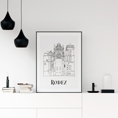 Affiche Rodez - Papier A4 / A3 / 40x60