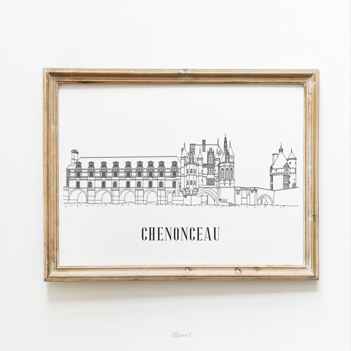 Affiche Chenonceau - Papier A4 / A3 / 40x60cm