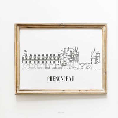 Poster Chenonceau - Carta A4 / A3 / 40x60 cm