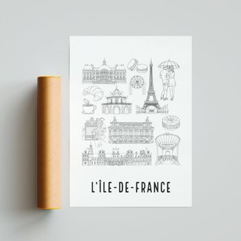 Affiche L'Ile de France - Papier A4 / A3 / 40x60 3