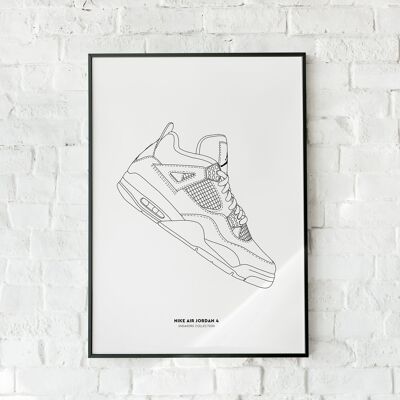 Poster di scarpe da ginnastica - Nike Air Jordan 4 - Carta A4 / A3 / 40x60