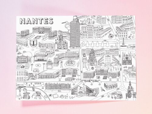 Nantes  - Affiche ou coloriage - A3 Papier