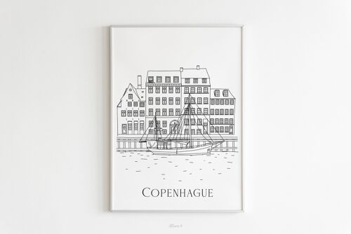 Affiche Copenhague - Papier A4 / A3 / 40x60cm