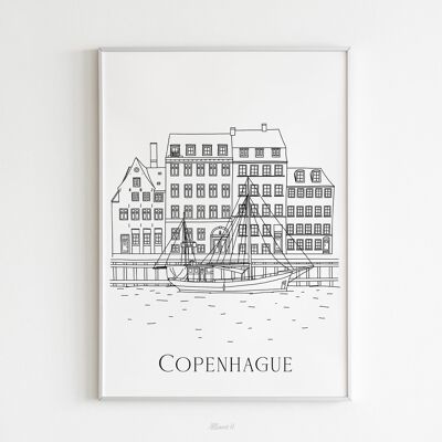 Póster Copenhague - Papel A4 / A3 / 40x60cm