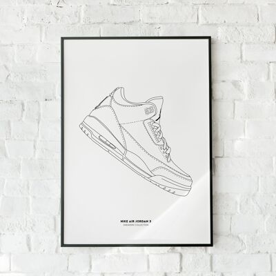 Poster di scarpe da ginnastica - Nike Air Jordan 3 - Carta A4 / A3 / 40x60