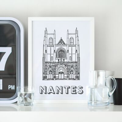 Póster Nantes - Catedral de Saint-Pierre-et-Saint-Paul - Papel A4 / A3 / 40x60