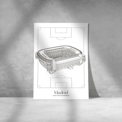 Poster Madrid - Stadio Santiago Bernabéu - Carta A4 / A3 / 40x60