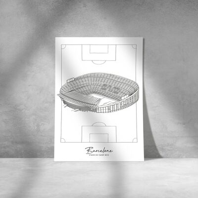 Barcelona Poster - Camp Nou Stadium - A4 / A3 / 40x60 Paper