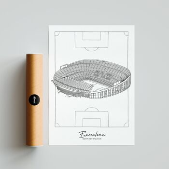 Affiche Barcelone - Stade Camp Nou - Papier A4 / A3 / 40x60 2