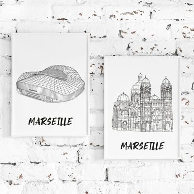 Plakat Marseille - Papier A4 / A3 / 40X60