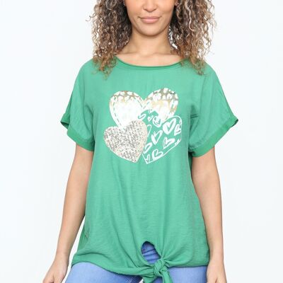 heart design front tie t-shirt