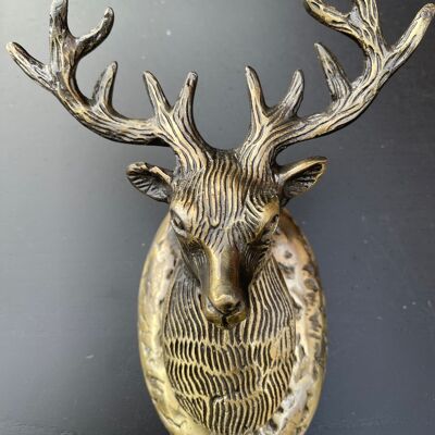 Highland Stag battente per porta in ottone anticato