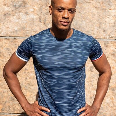 Le tee-shirt running Homme le Strié Bleu