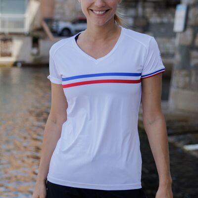 Women's running t-shirt, the French Champion - White