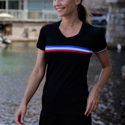 T-shirt running da donna Campione di Francia - Nera