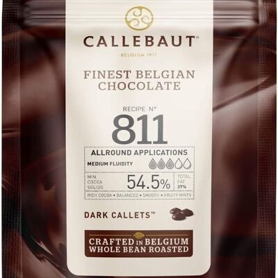 CALLEBAUT - RECIPE N° 811 - Dark chocolate in Callebaut pistoles, 1kg - Superior quality for pastry and desserts