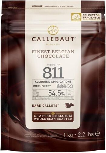 CALLEBAUT - RECETTE N° 811 -Chocolat noir en pistoles Callebaut, 1kg - Qualité supérieure pour pâtisserie et desserts 1