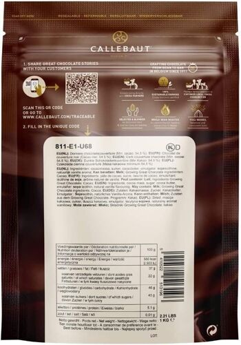 CALLEBAUT - RECETTE N° 811 -Chocolat noir en pistoles Callebaut, 1kg - Qualité supérieure pour pâtisserie et desserts 3