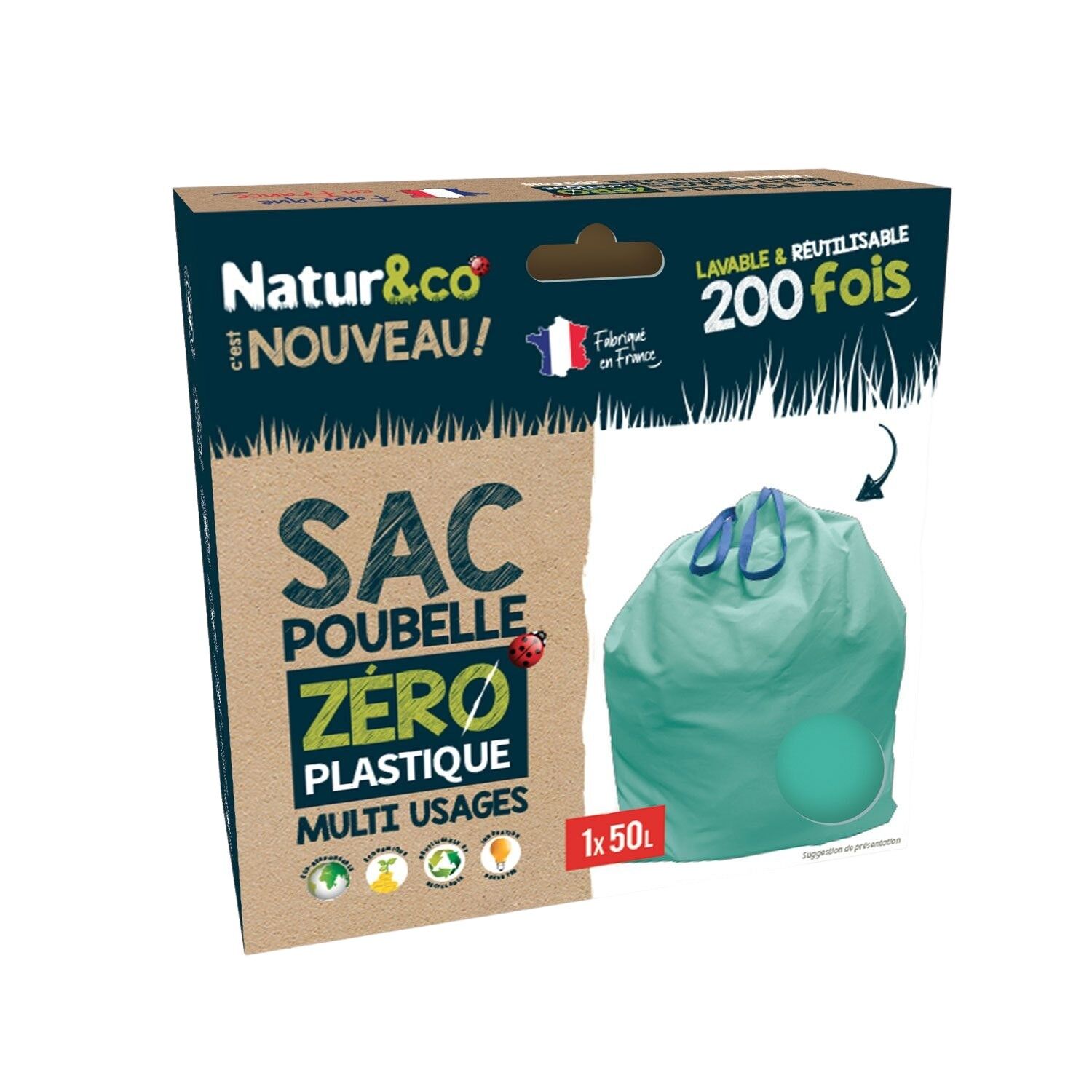 Buy wholesale Bin bag ZERO PLASTIC Multi Purpose 50L X1 Natur co