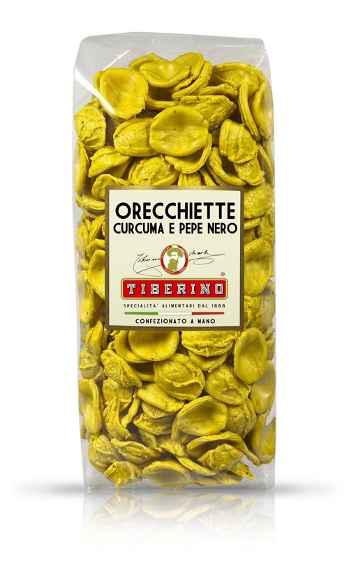 Orecchiette pugliesi con curcuma e pepe nero di semola di grano duro 100% italiano - 500g