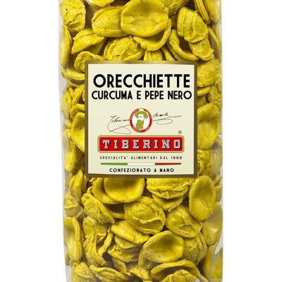 Orecchiette pugliesi con curcuma e pepe nero di semola di grano duro 100 % italienisch – 500 g