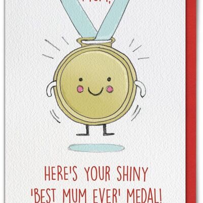 Best Mum Ever Medal Funny Mother's Day Card
