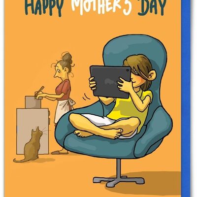Carta divertente per la festa della mamma - Mamma iPad