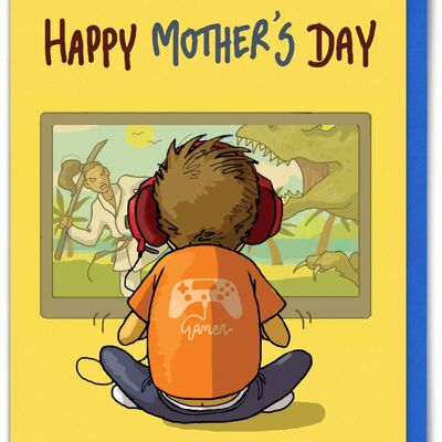 Carta divertente per la festa della mamma - Il piccolo giocatore della mamma