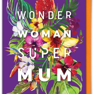 Tarjeta divertida del día de la madre - Wonder Woman Super Mum